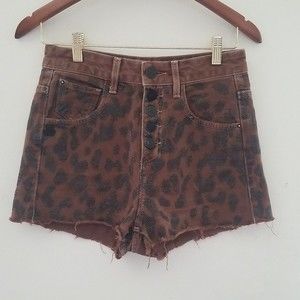 Supreme John John High Rise Brown Embellished Button Fly Shorts 26
